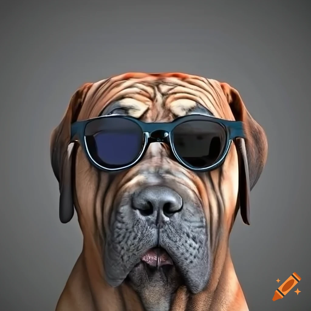 3d rendering of south african mastiff in sunglasses on Craiyon