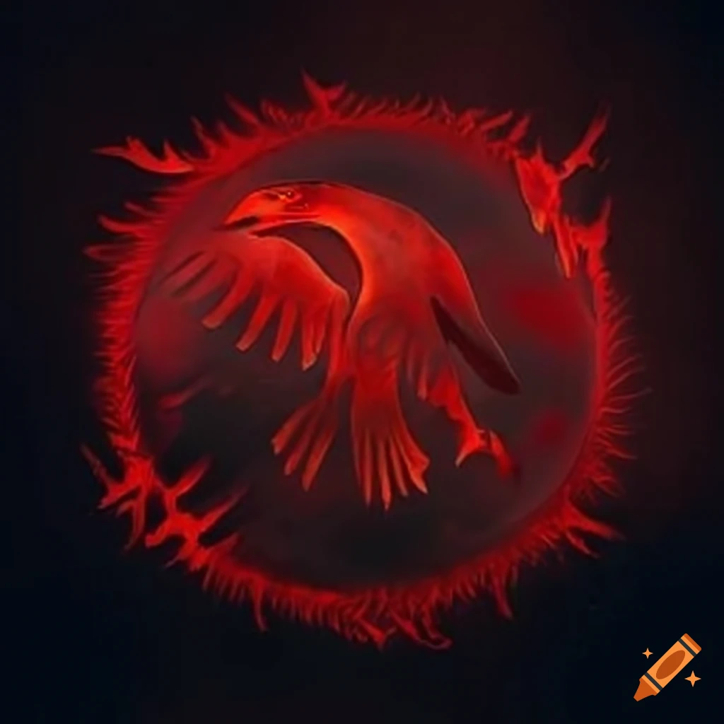 symbolic red eagle in starry background