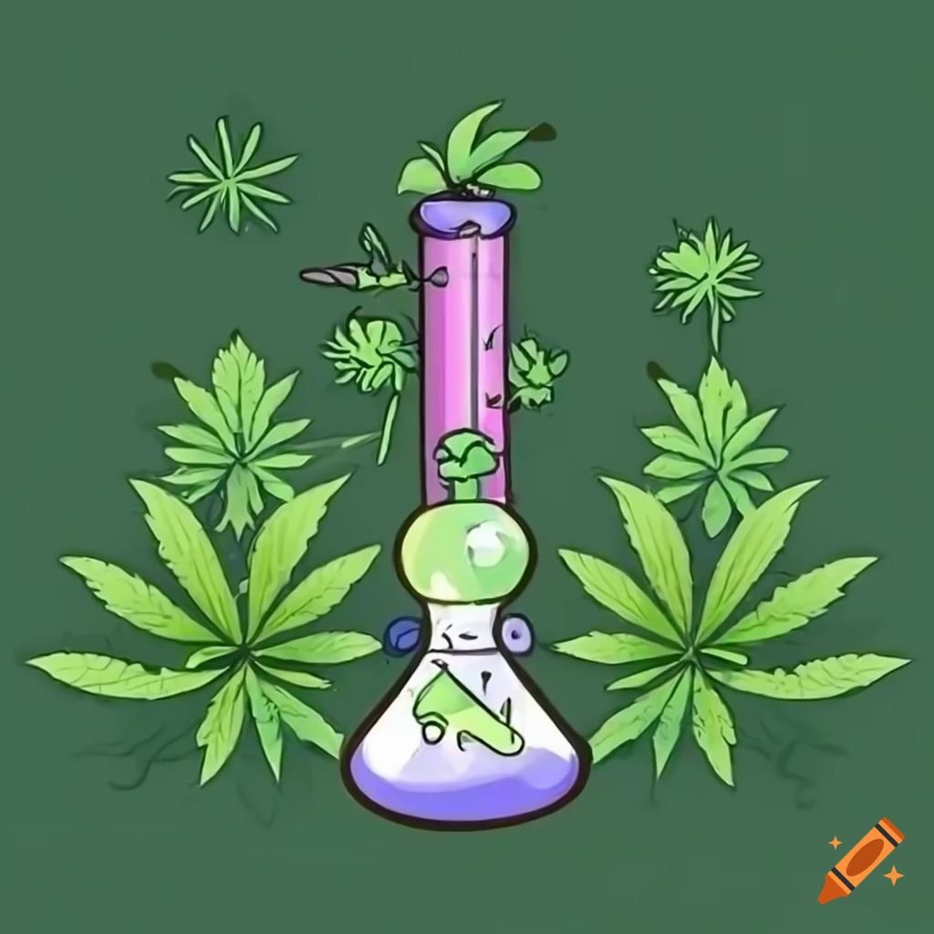 Cute bong with marijuana plants in kawaii style on Craiyon