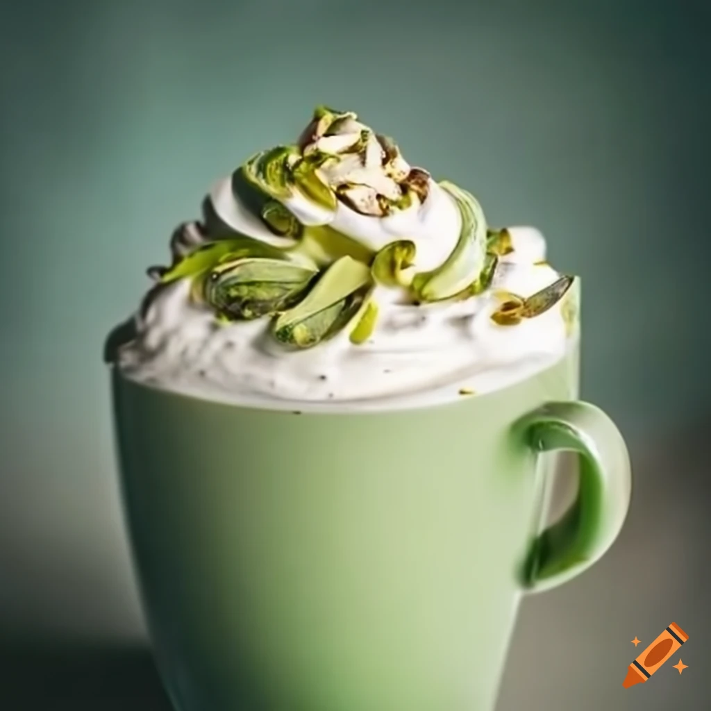 Pistachio latte with cream on Craiyon