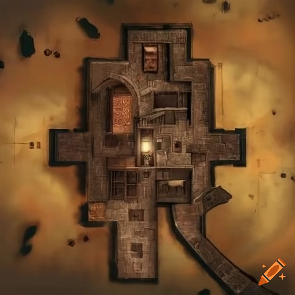 D&d map of an ancient ruined castle on Craiyon