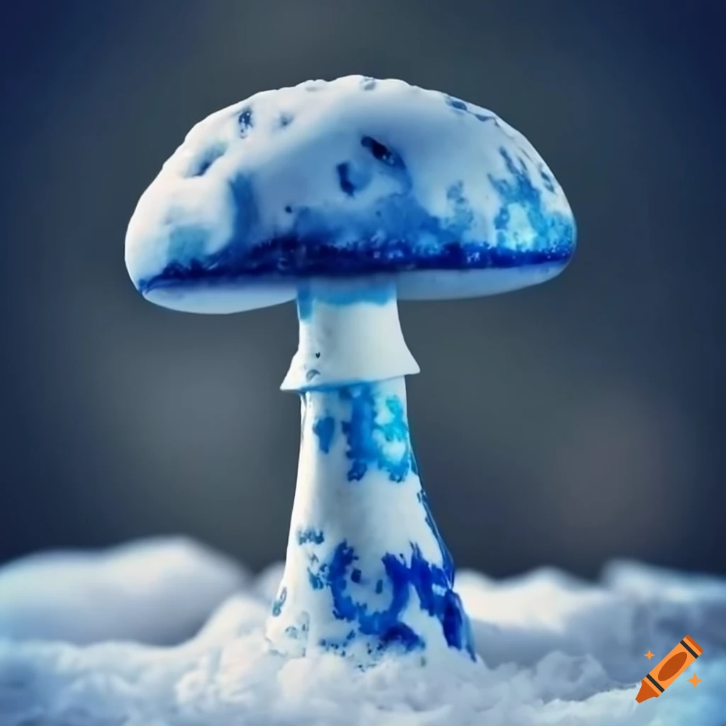 Gzhel mushroom on snow