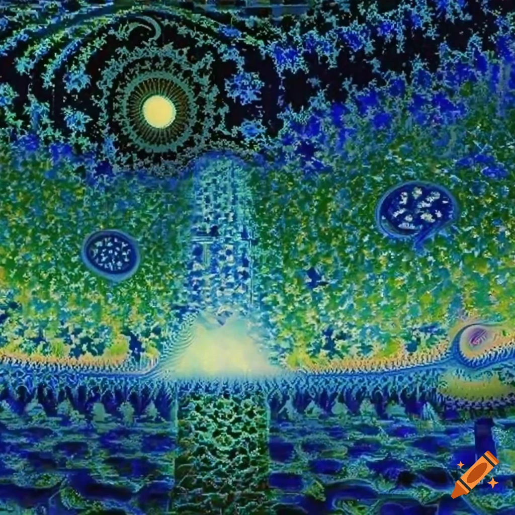Surreal artwork inspired by seurat and mandelbrot