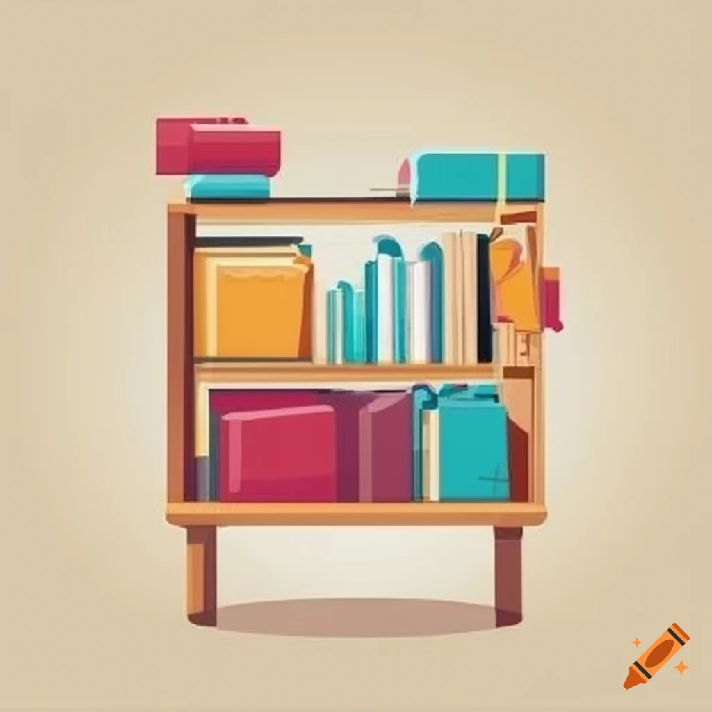 vector label design with shelf and books for swap event