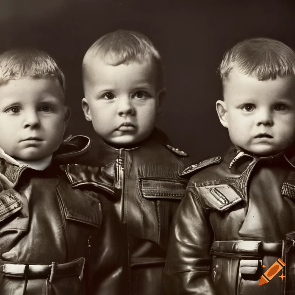 vintage photograph of three boys in sergeant uniforms