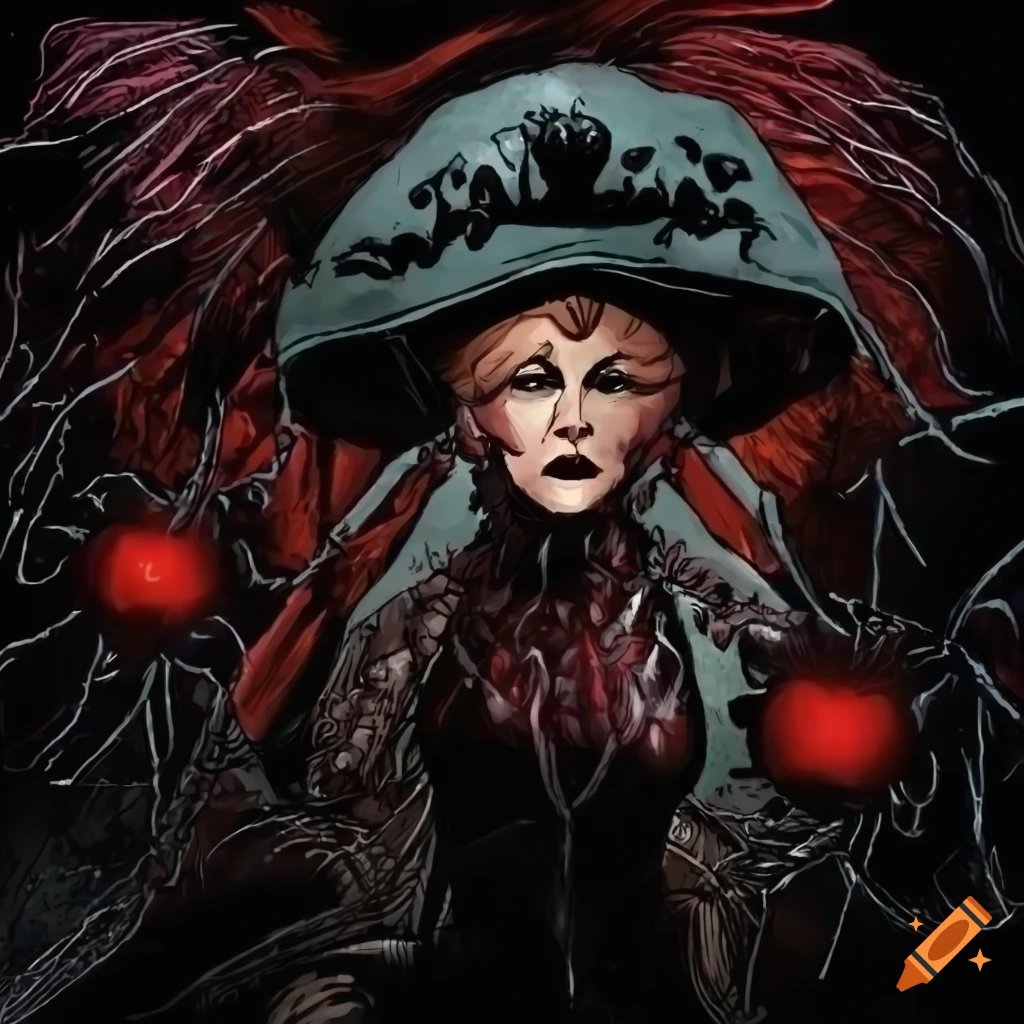 comic style illustration of a sorrowful widow