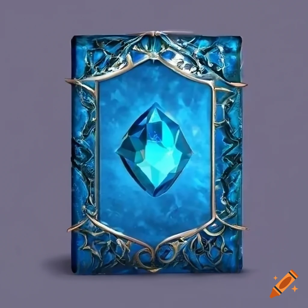 Elegant leather bound book with a blue gem centerpiece on Craiyon