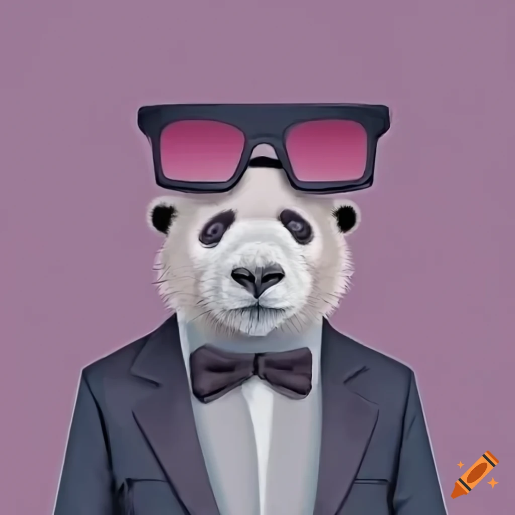 panda developer in a stylish suit and sunglasses