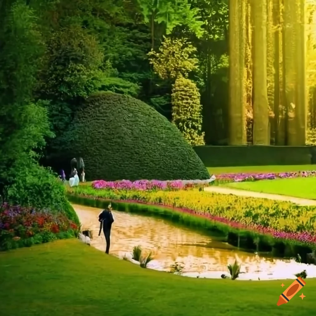 Garden stairs leading to dresden palace buildings on craiyon