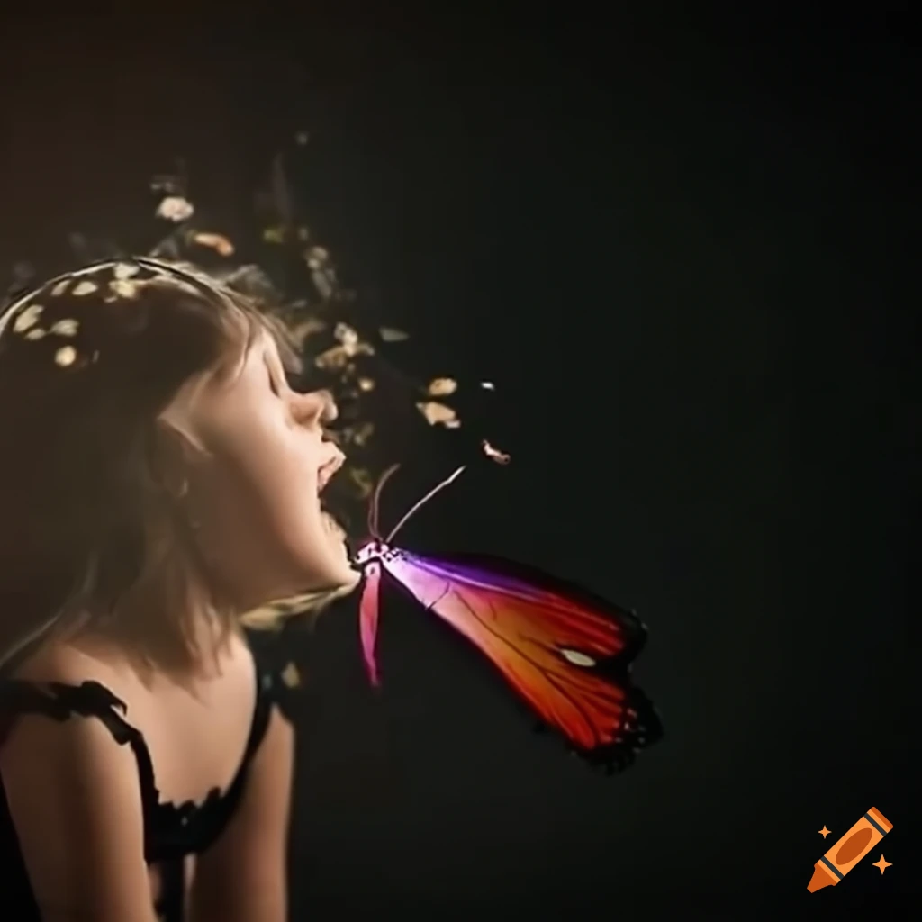 artwork of a girl releasing butterflies