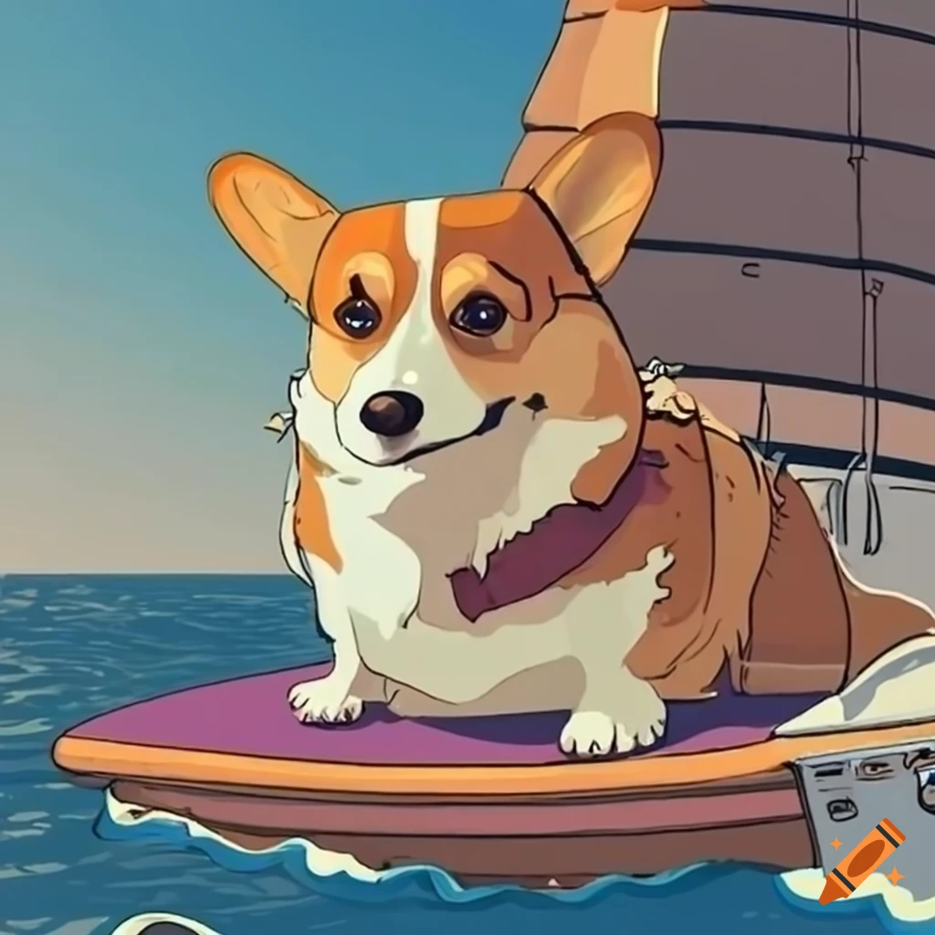 corgi on a ship