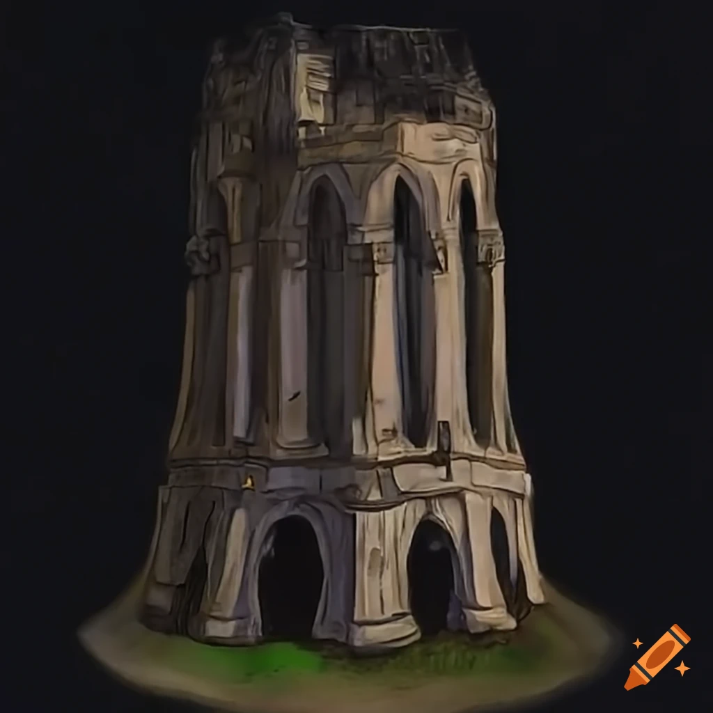 Tall black ancient tower pikes in vector isometric style on Craiyon