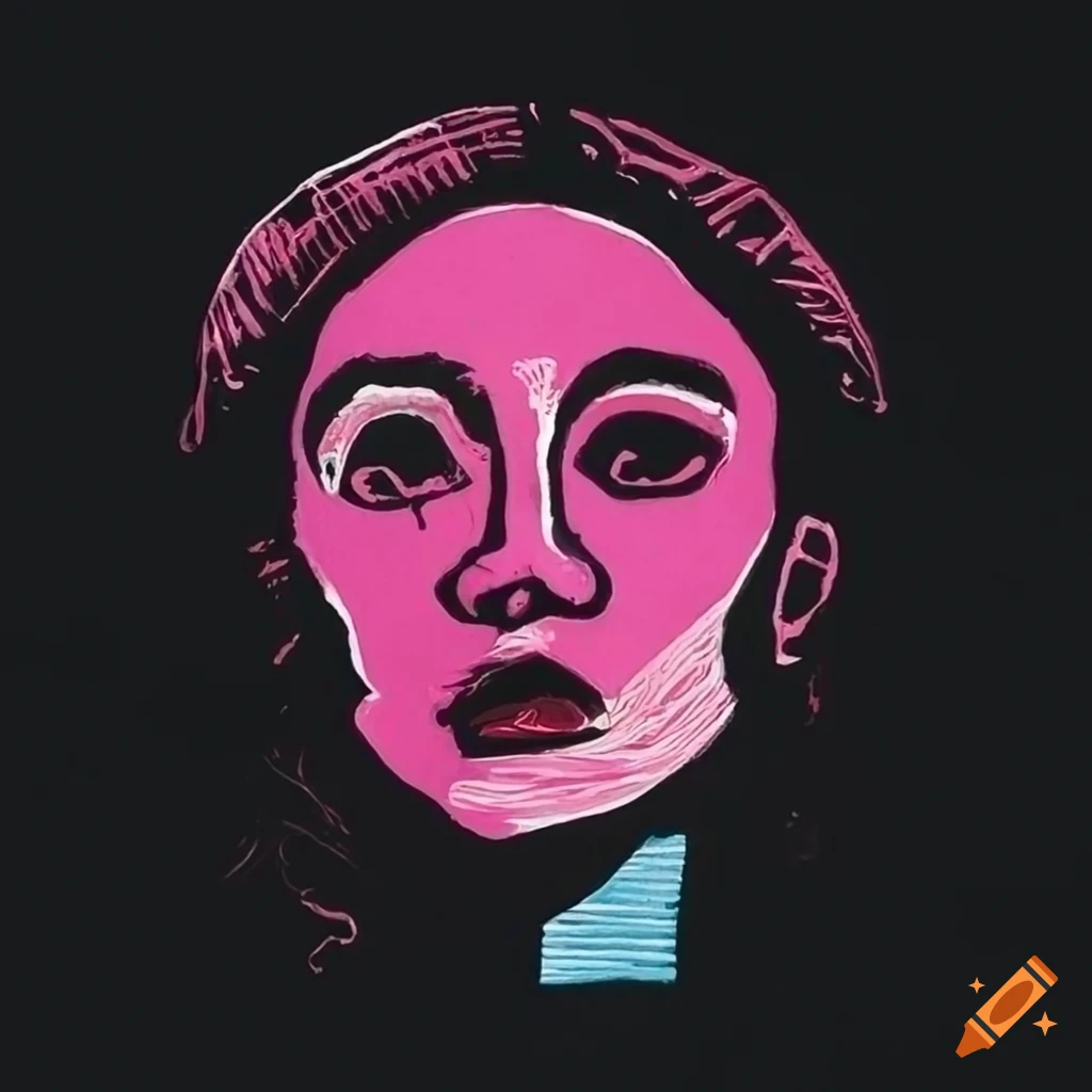 Colorful lino print artwork on craiyon