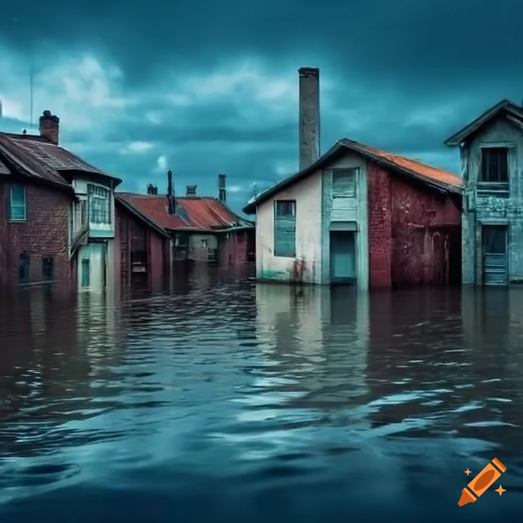 View Of A Flooded City During The Day On Craiyon