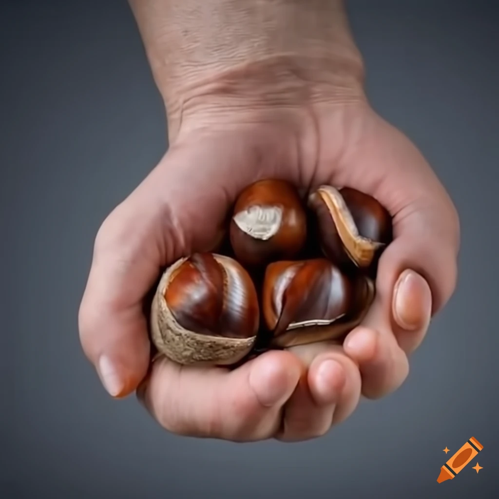 hand holding a chestnut