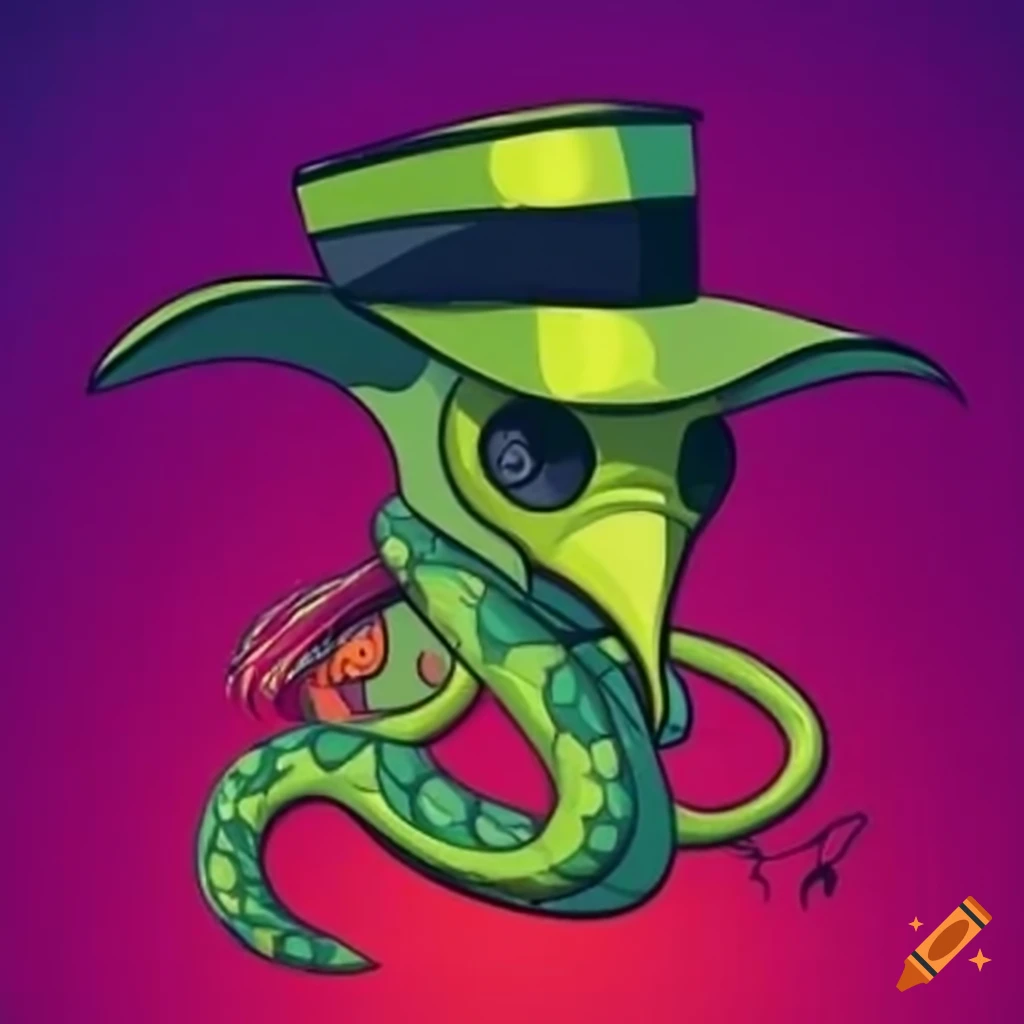 plague doctor holding a snake