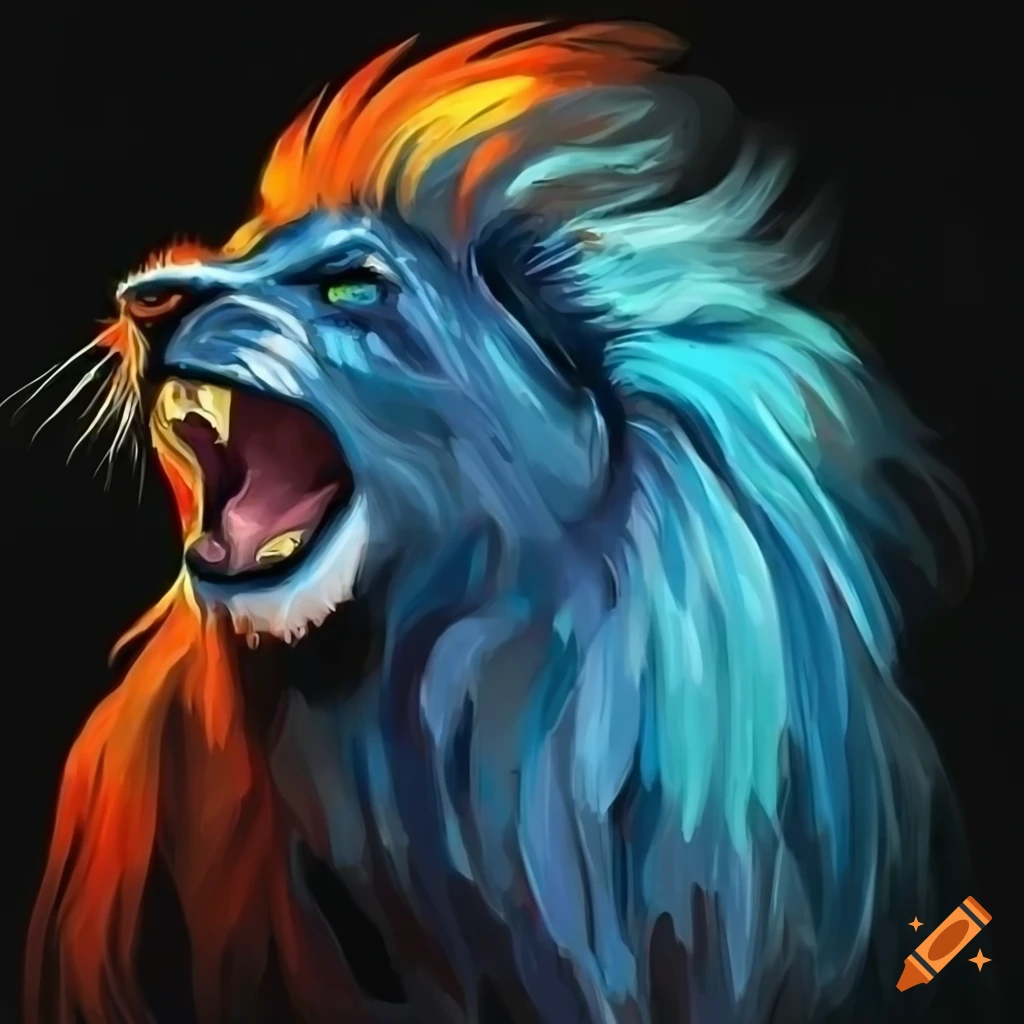 digital art of an aggressive blue alien feline creature