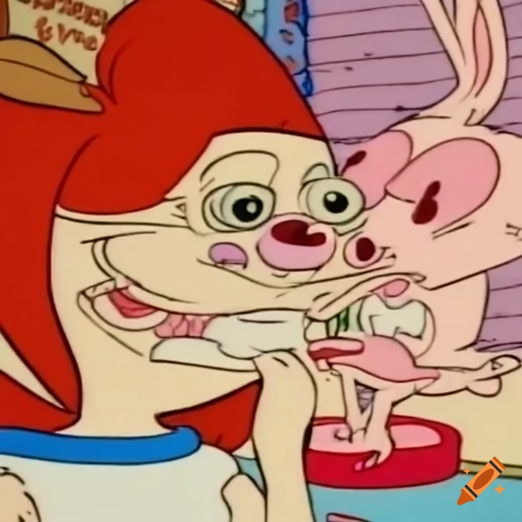 Ren and Stimpy walking in Shibuya 109 Liz Lisa store