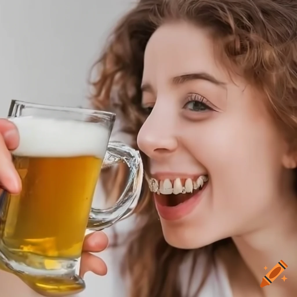 girl enjoying a beer