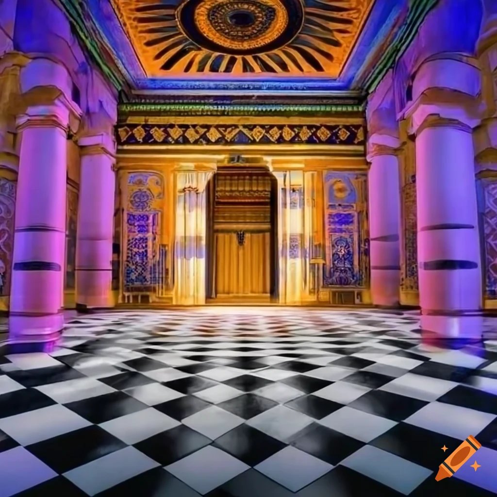 vibrant Egyptian masonic temple with sacred symbols