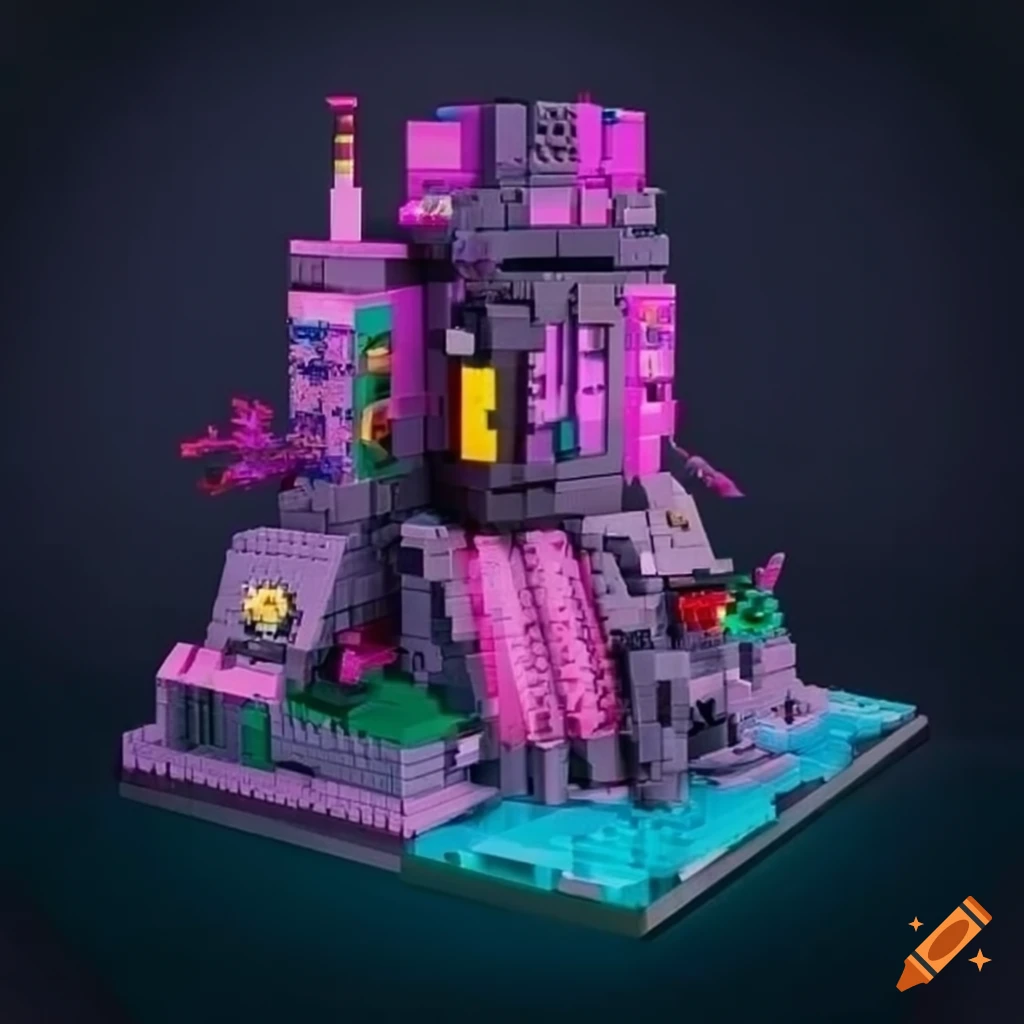 Cyberpunk lego fortress on Craiyon