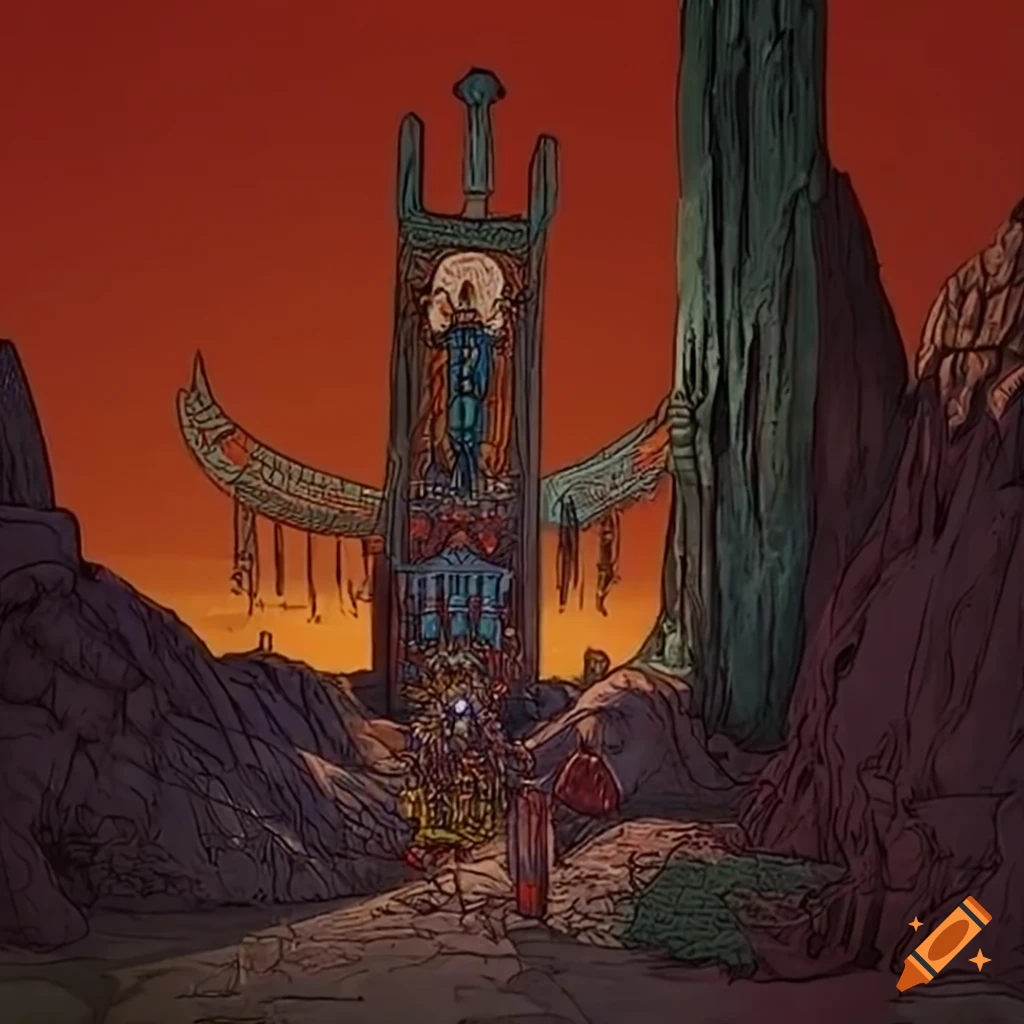 illustration of Santa Muerte tarot card with Totem Poles of the Dead