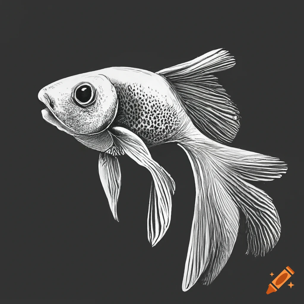 black goldfish drawing