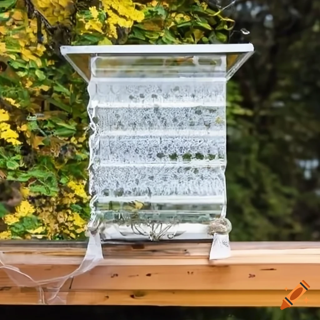 transparent hive hanging on a ledge