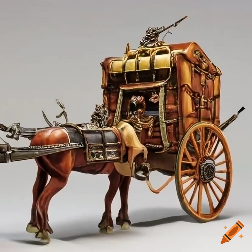 vintage stagecoach with blunderbusses and guns