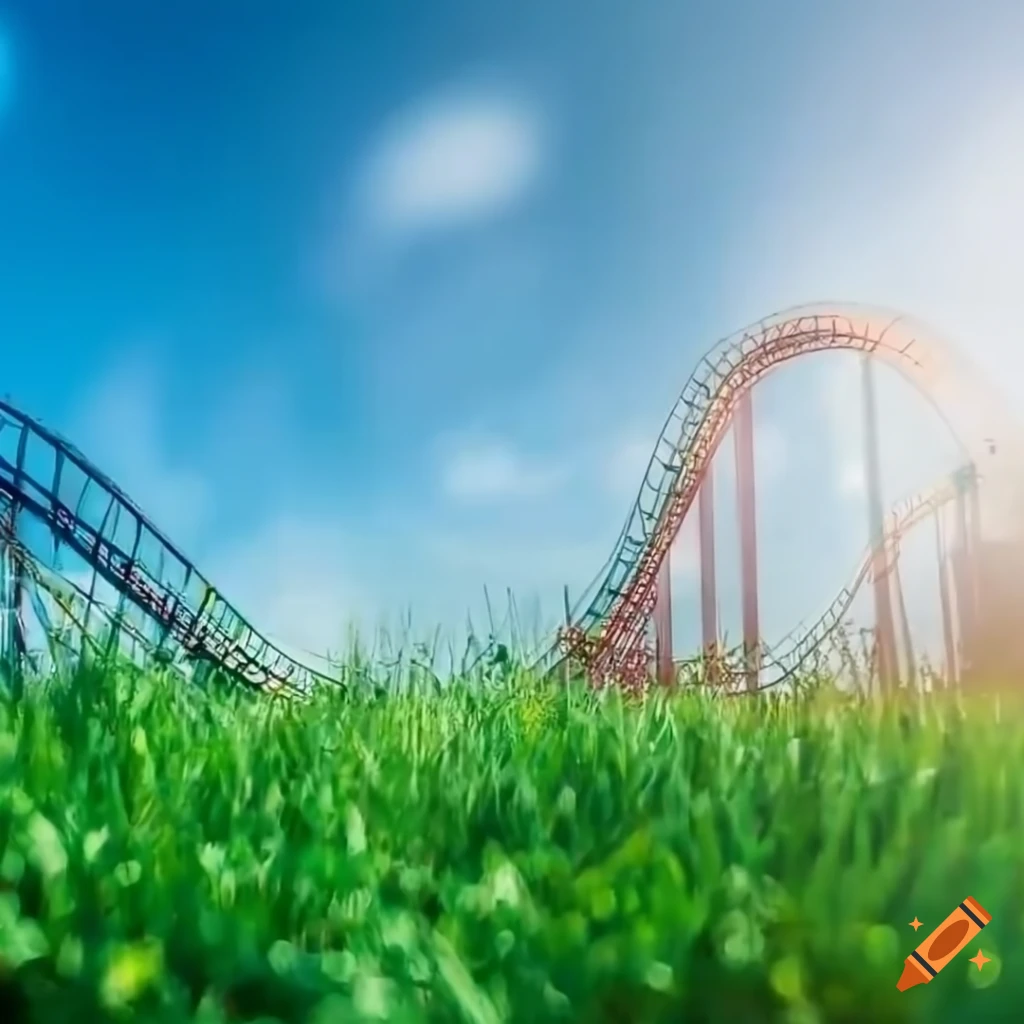 Aesthetic frutiger landscape with rollercoaster
