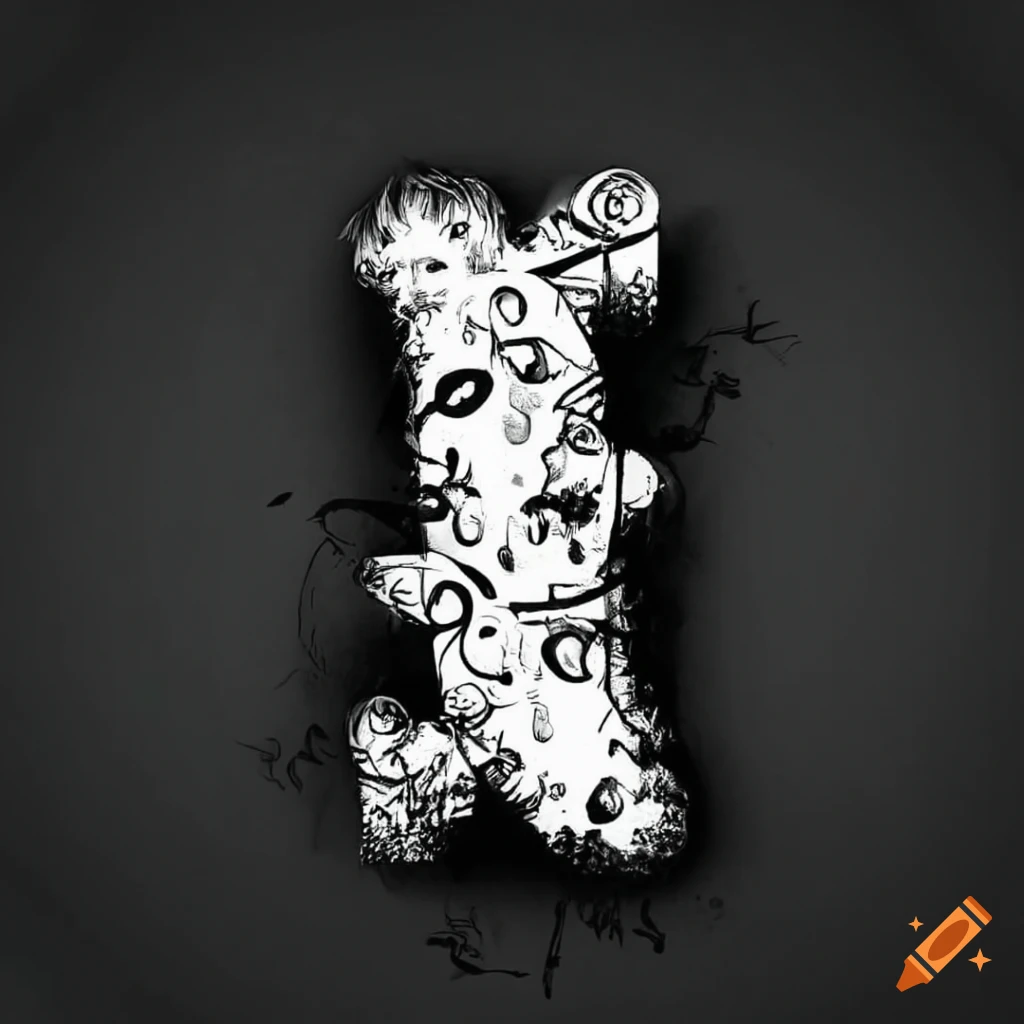 Black and white unique alphabet letters on Craiyon