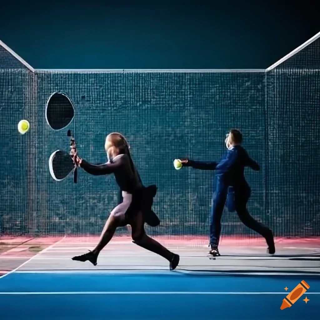 business consultants playing padel on court