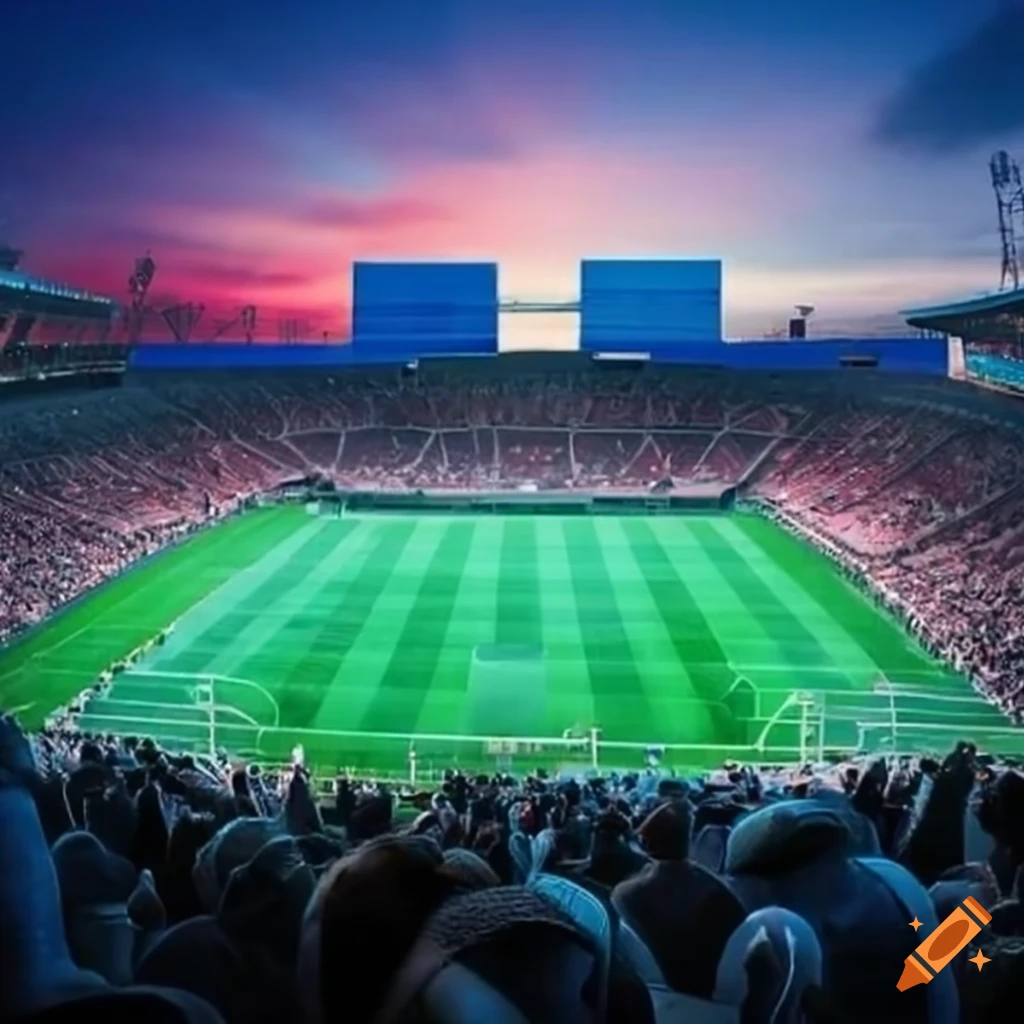 Interactive webpage capturing the atmosphere of a packed football stadium  on Craiyon