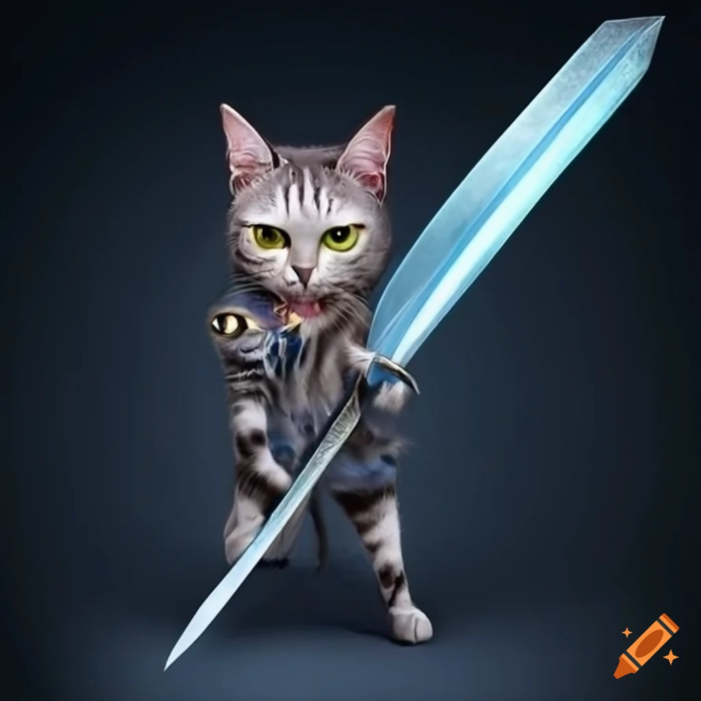 Cat with a sword on Craiyon