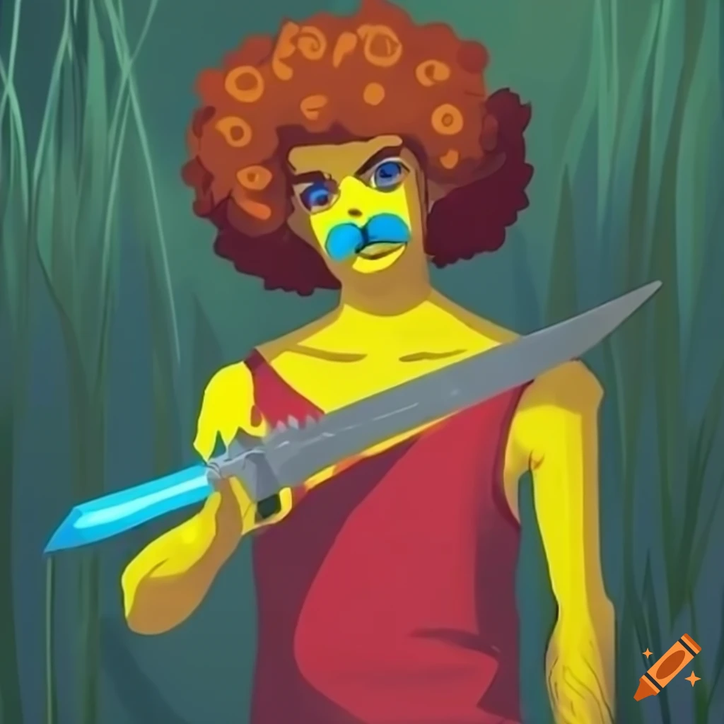 Colorful character holding a diamond sword