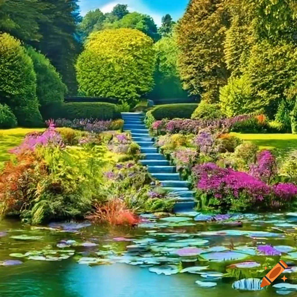 vibrant garden landscape in France