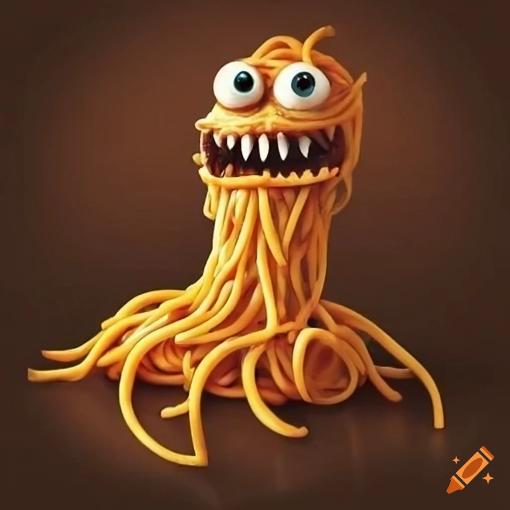 Funny illustration of a yeti eating spaghetti on Craiyon