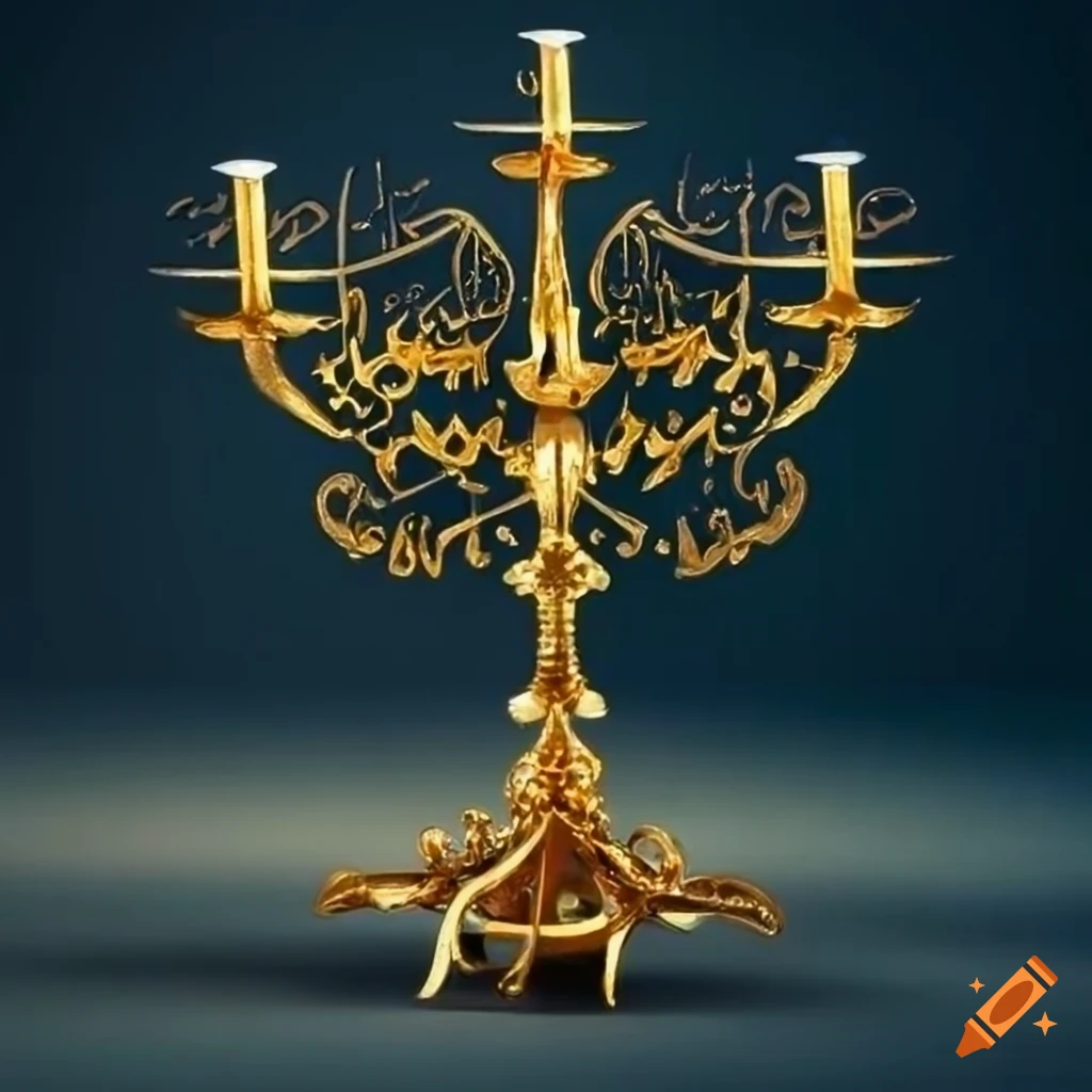 candelabrum with gold ornaments and holy cross