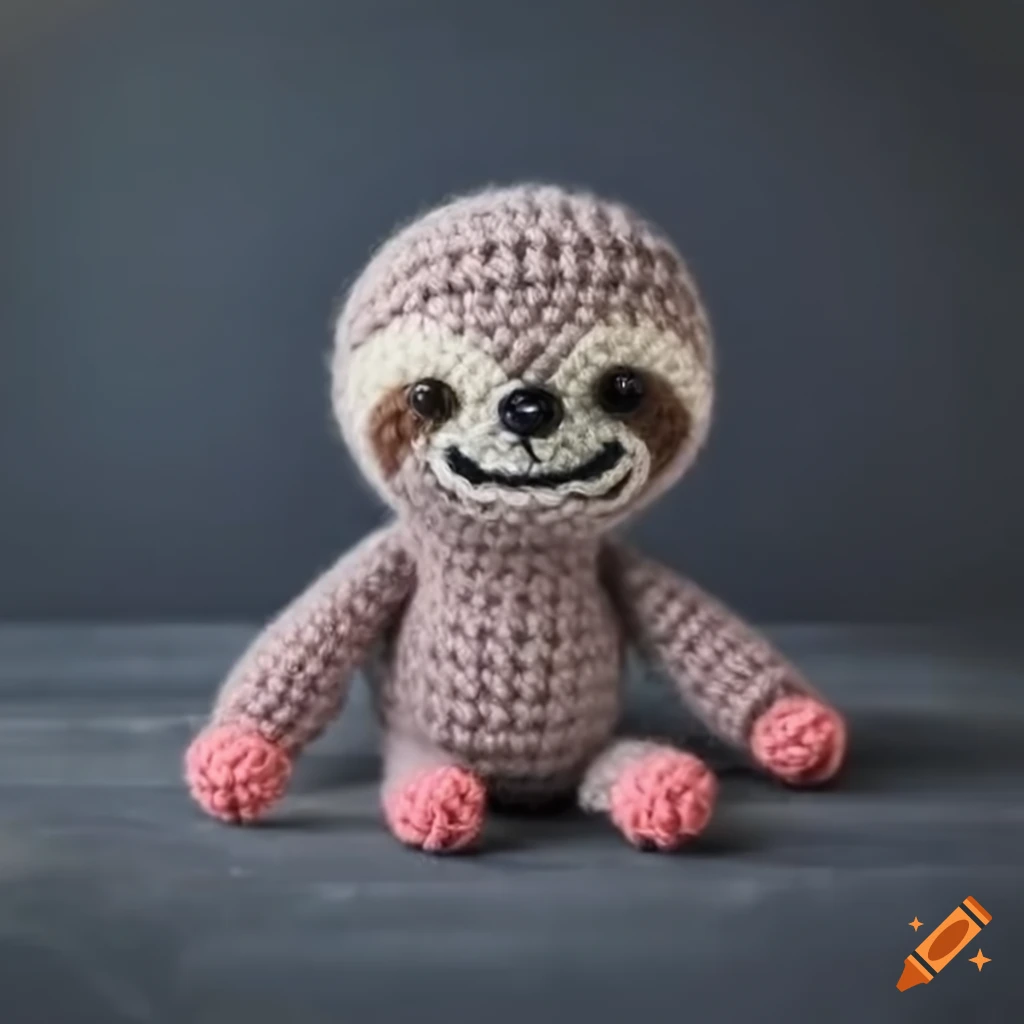 knitted sloth in an amigurumi style in space