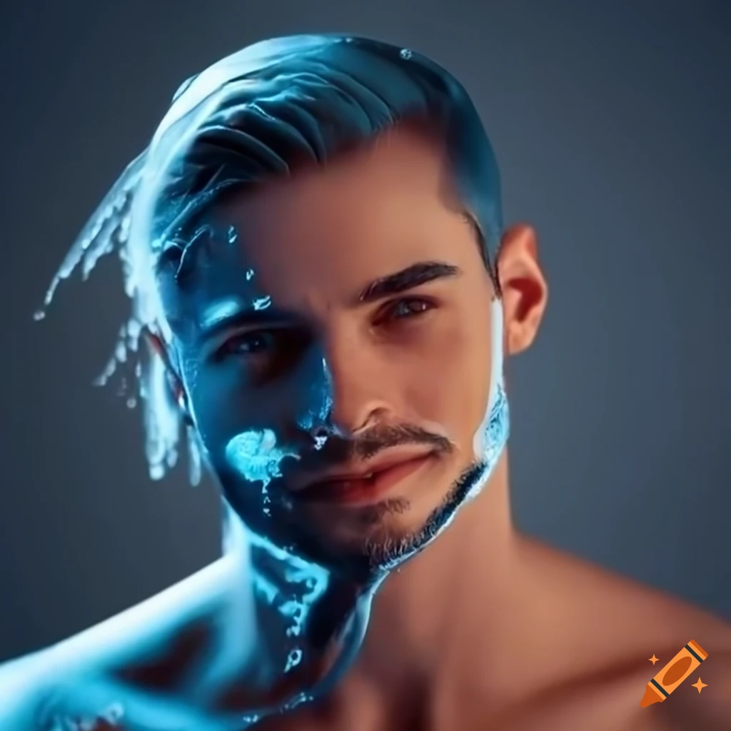 man washing his face