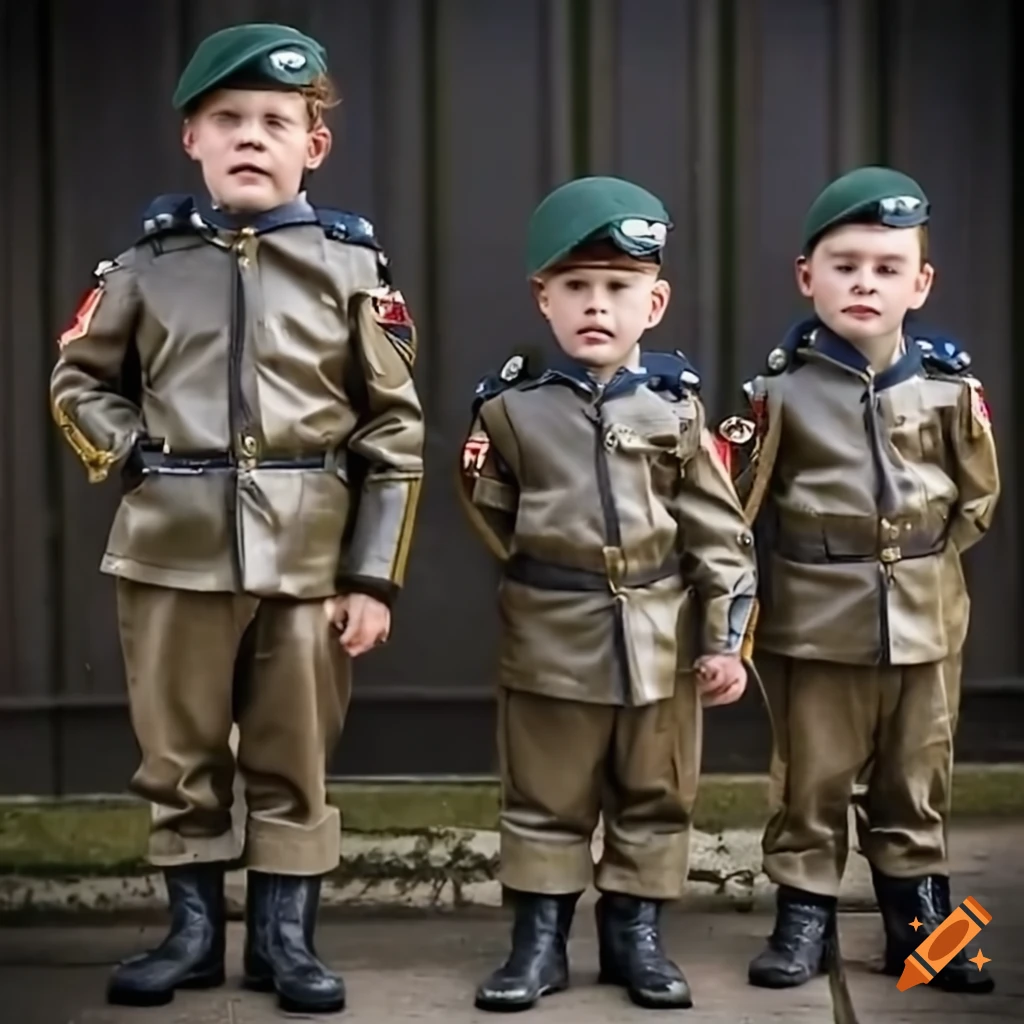 British toddler boys in sergeant uniforms