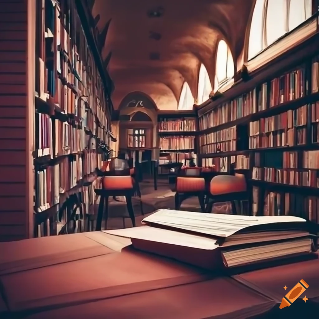 University library with books on Craiyon
