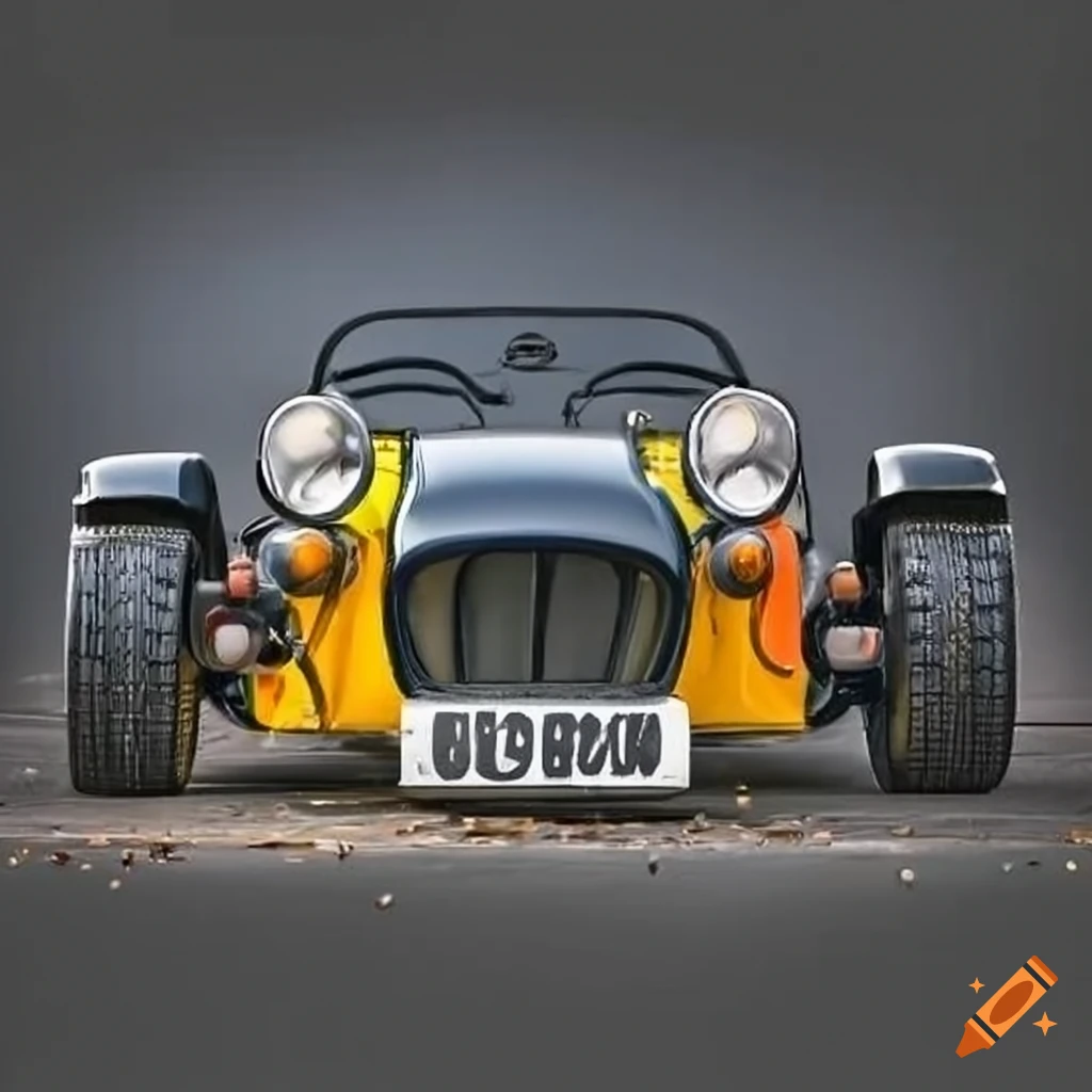 cartoon illustration of Caterham Super7 rear view
