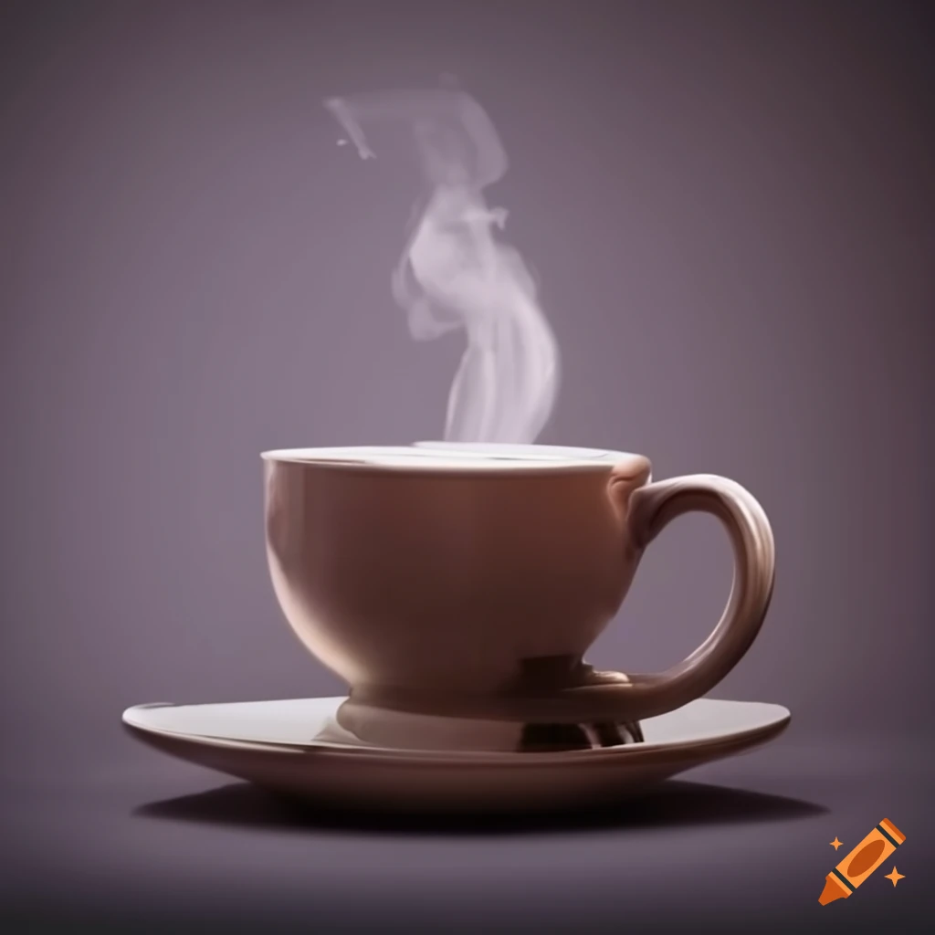 graphic design of a hot cup of tea with steam flowing into a newspaper