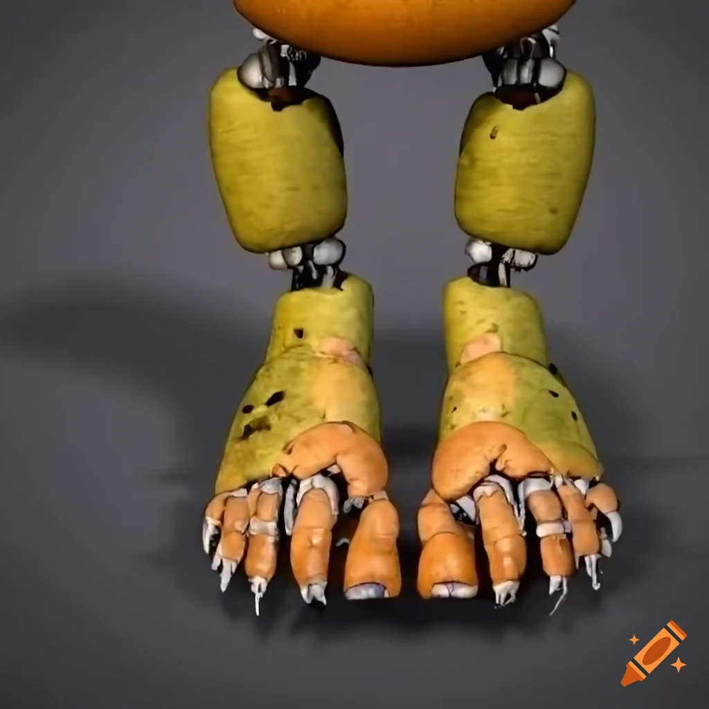 Withered chica's orange clawed feet. five nights at freddy's 2.