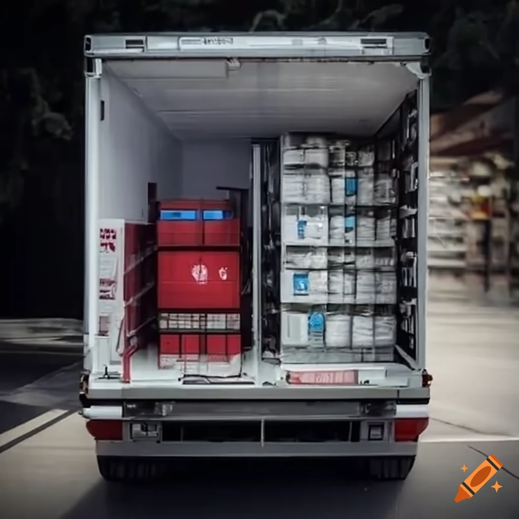 truck transporting medical supplies in a refrigerated container