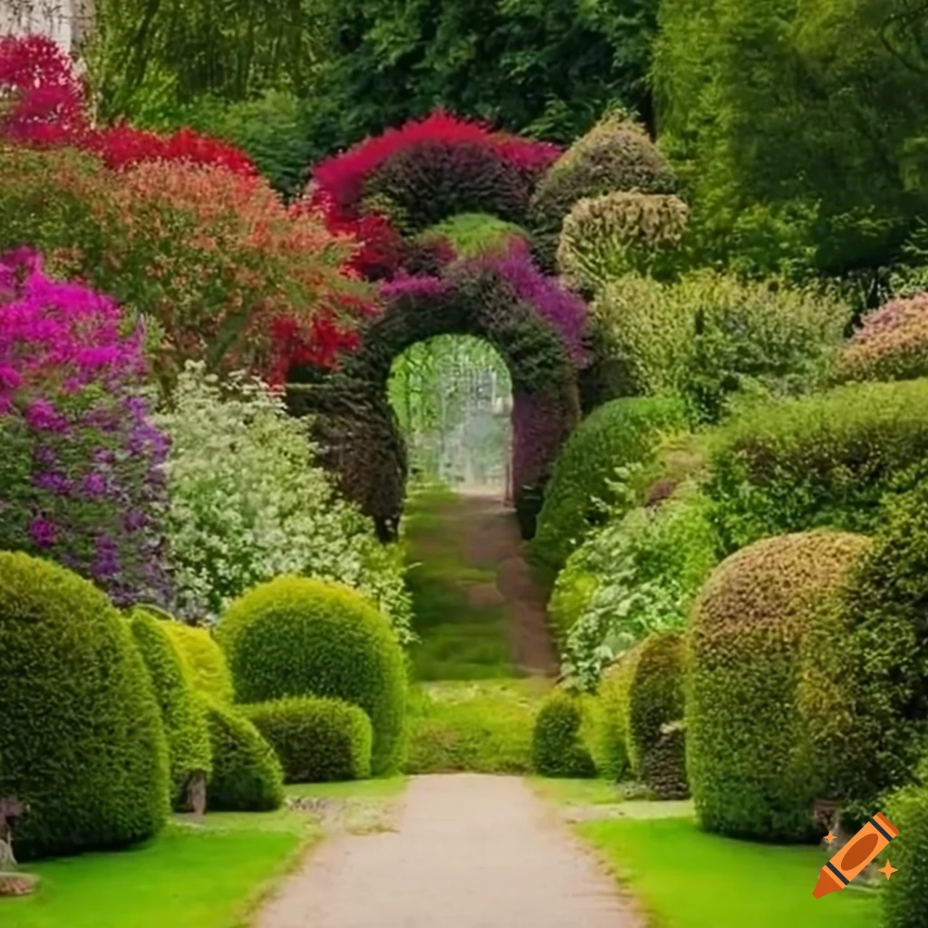 Vibrant garden with blooming flowers and plants on Craiyon