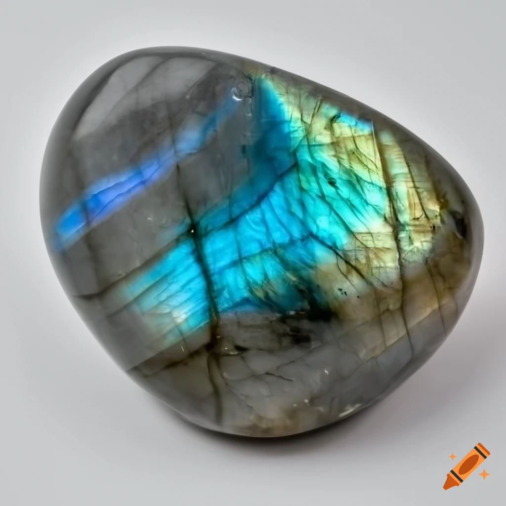 Closeup of a labradorite polished stone on Craiyon