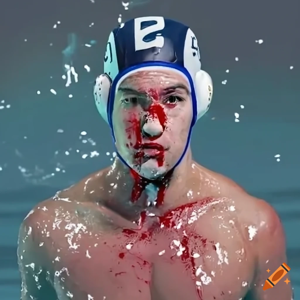 water polo player with facial injury