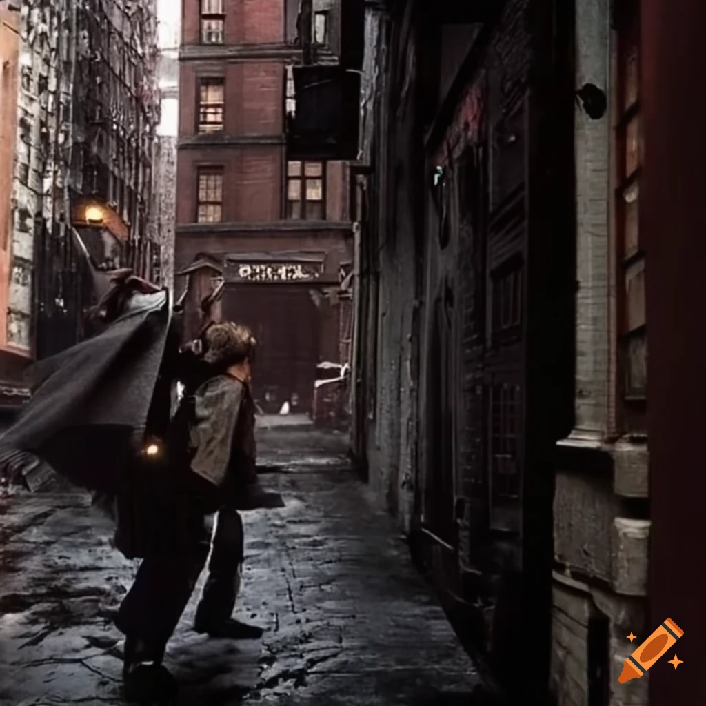 Dark and rainy alleyway in 90s noir detective film on Craiyon